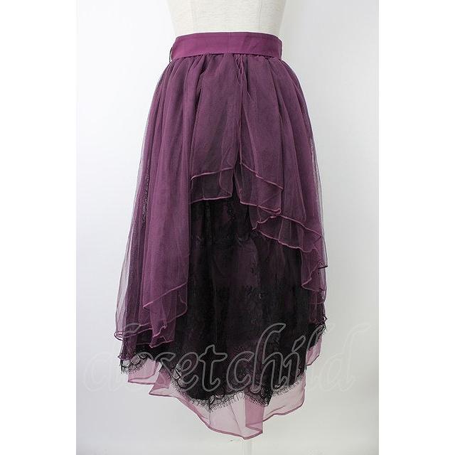 axes femme POETIQUE / バックフリルチュールスカート M パープル T-26