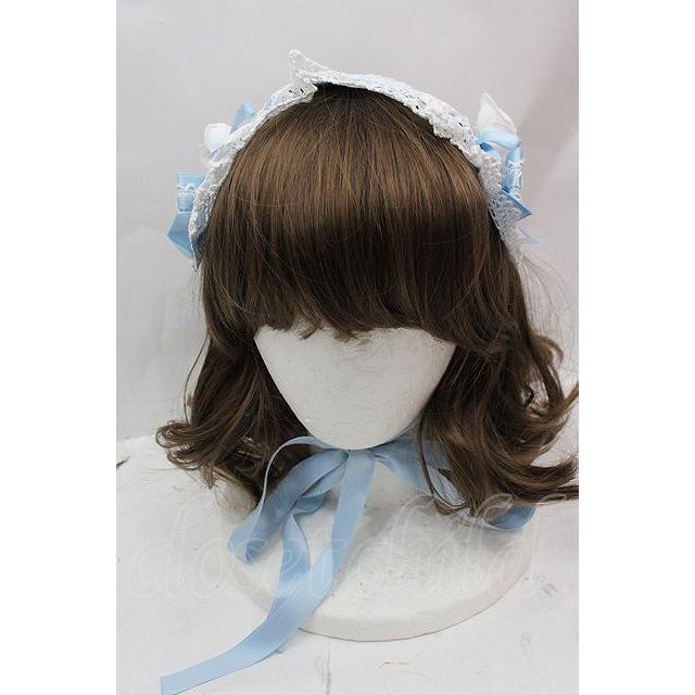 BABY,THE STARS ヘッドドレス サックス×オフ白レース×紺リボン BABY,THE STARS SHINE BRIGHT / はわせドールワンピース&ヘッドドレス