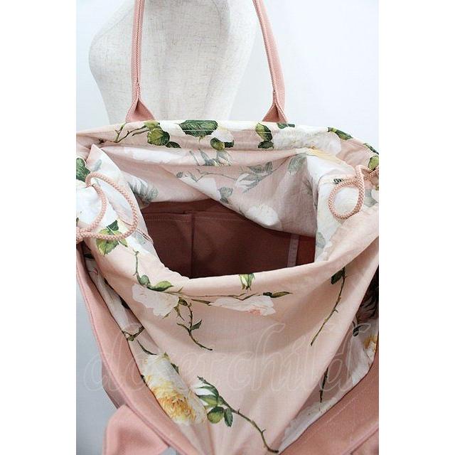 PINK HOUSE / ホワイトローズ刺繍バッグ ピンク I-25-05-19-105