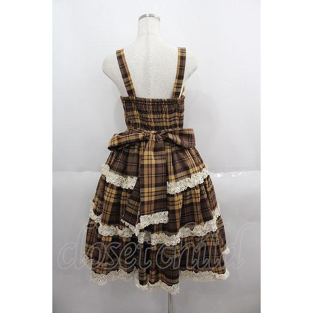 axes femme kawaii / タータンチェックジャンスカ M イエロー I