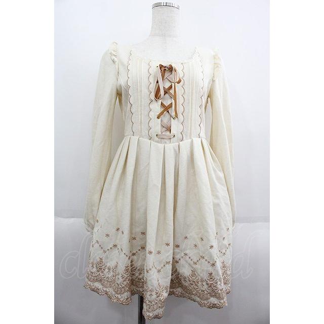 LIZ LISA / 編み上げ刺繍ワンピース アイボリー I-25-06-08-057-LO-OP