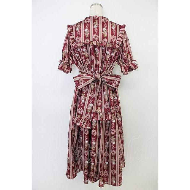 axes femme kawaii / RosyBear柄ワンピース M ボルドー T-26-04-10-020