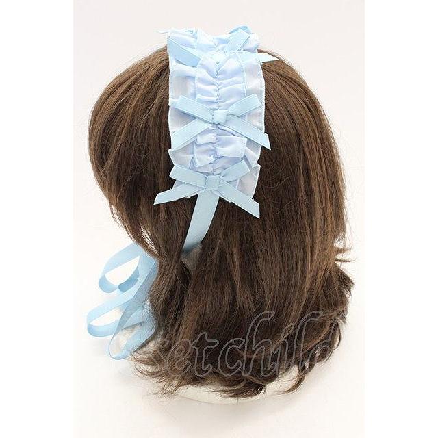 ヘッドドレスNo.179 Chalmiere / フリルヘッドドレス サックス T-25-12-04-036-LO-AC-SA