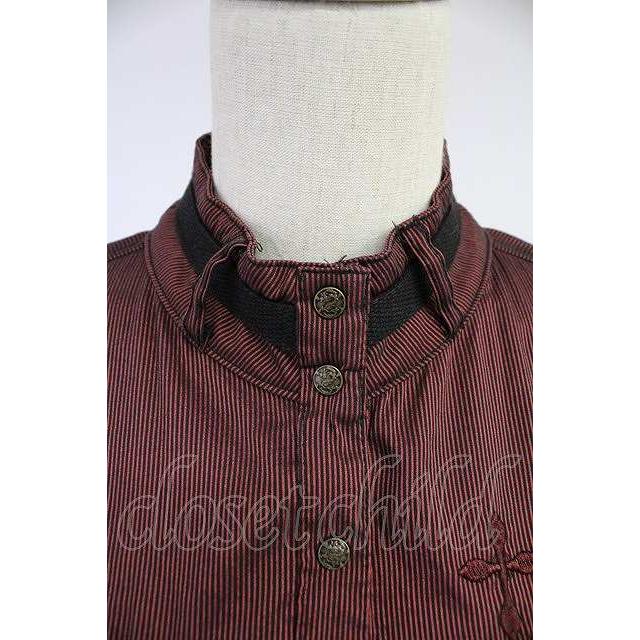 【希少♡】Ozz Croce ジップワンピース　ジップジャケット Ozz Croce / ハイネックストライプスナップボタンワンピース ボルドー