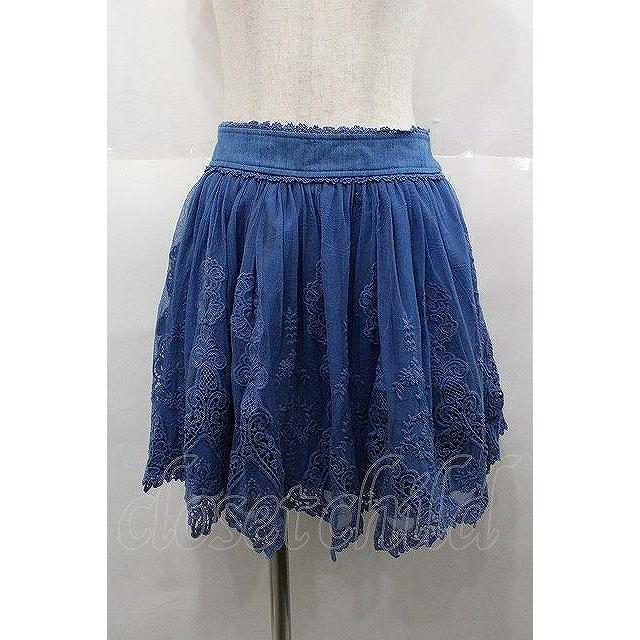 LIZ LISA / レース重ねデニムスカート 青デニム I-25-08-25-078-LO-SK