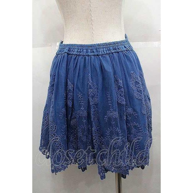 【ネコチ】LIZ LISA フレアスカート　裾レース　水色 LIZ LISA / レース重ねデニムスカート 青デニム I-25-08-25-078-LO-SK