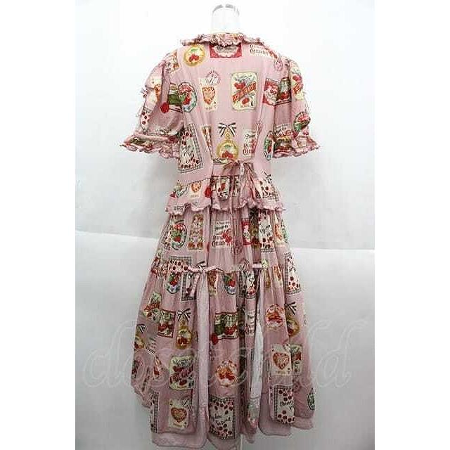 ピンクハウス♡野ばらとチェリープリント♡パフスリーブワンピース