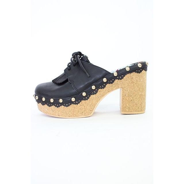 axes femme / スカラップサボサンダル L ブラック T-26-04-10-043-AX