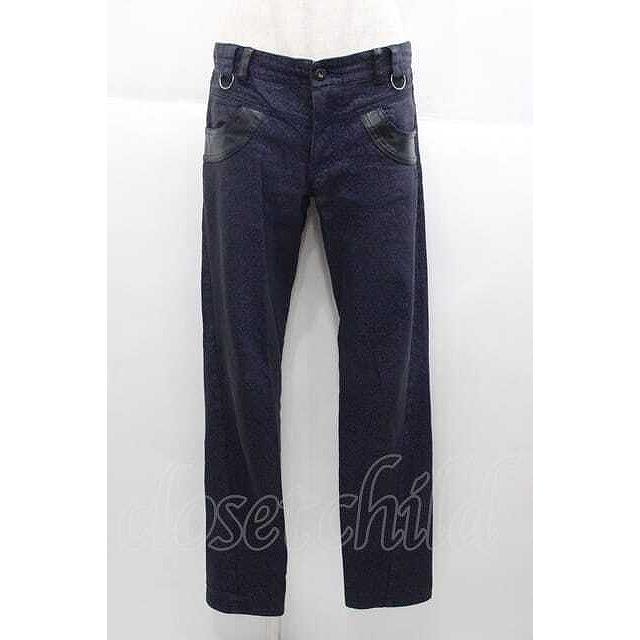 SALE】ALGONQUINS / レオパード柄パンツ 黒X青 I-25-09-30-121-AL-PA