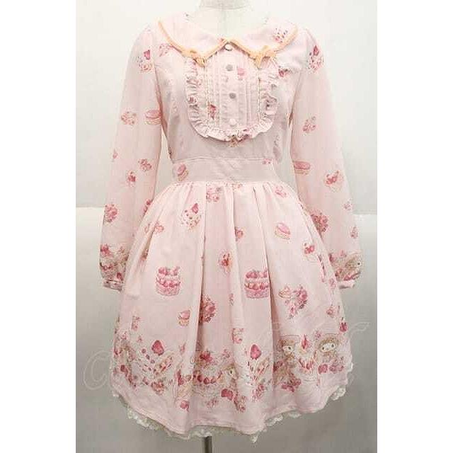 リズリサ スウィートケーキ柄 ワンピース スイーツ柄 LIZLISA LIZ LISA / 【sanrio×LIZ LISA】スイートケーキ柄ワンピース ピンク I