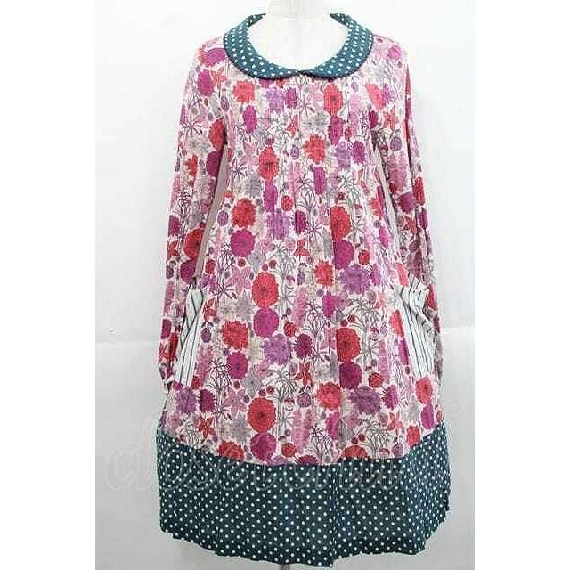 Jane Marple / リバティプリントワンピース M ピンク I-25-11-15-057