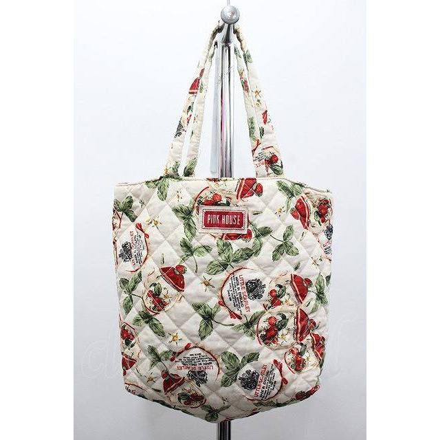 PINK HOUSE / ムック本付録 キルティングバッグ アイボリーX緑X赤 I