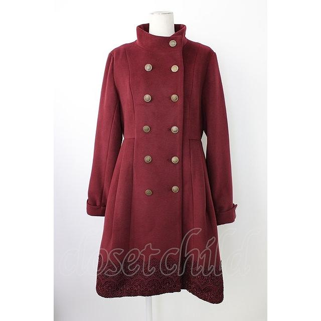 axes femme Red label / スタンド襟ダブルボタンコート M ボルドー T