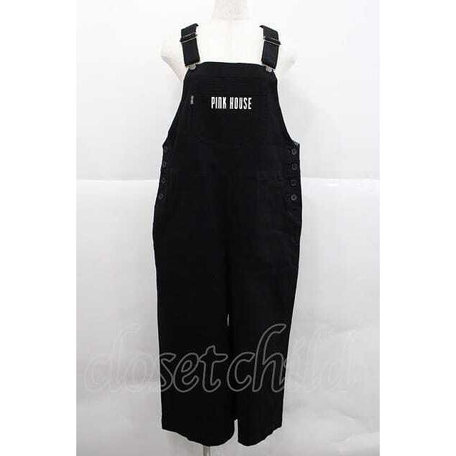 PINK HOUSE / ロゴプリントオーバーオール 黒X白 I-25-12-09-058-LO