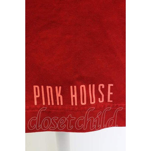 PINK HOUSE / ロゴpt&刺繍ワッペンジャンパースカート レッド T-25-12