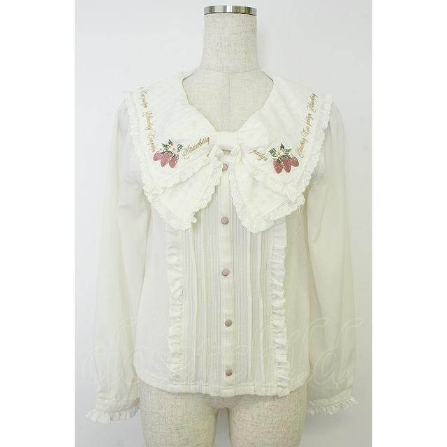 LIZ LISA / Strawberryセーラートップス 白Xピンク T-26-05-31-010-LO