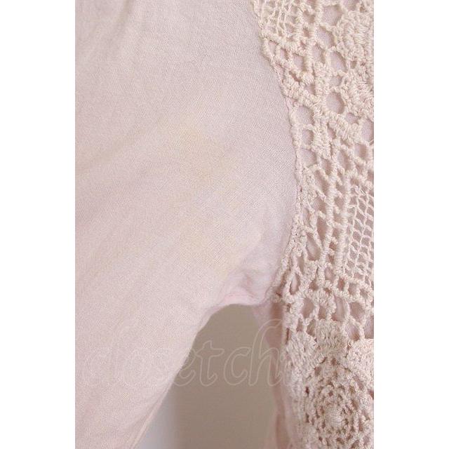 PINK HOUSE - 綿ニット系Aラインチュニック PINK HOUSE / ニットフラワー切替チュニックワンピース ピンク T-26-06