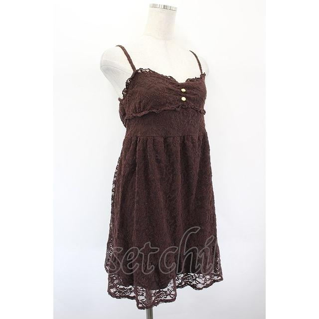 LIZLISA リズリサ ブラウンカラーの花柄レースキャミワンピース　中古 LIZ LISA / レースキャミワンピース ブラウン I-26-09-06-071-LO-OP-SA