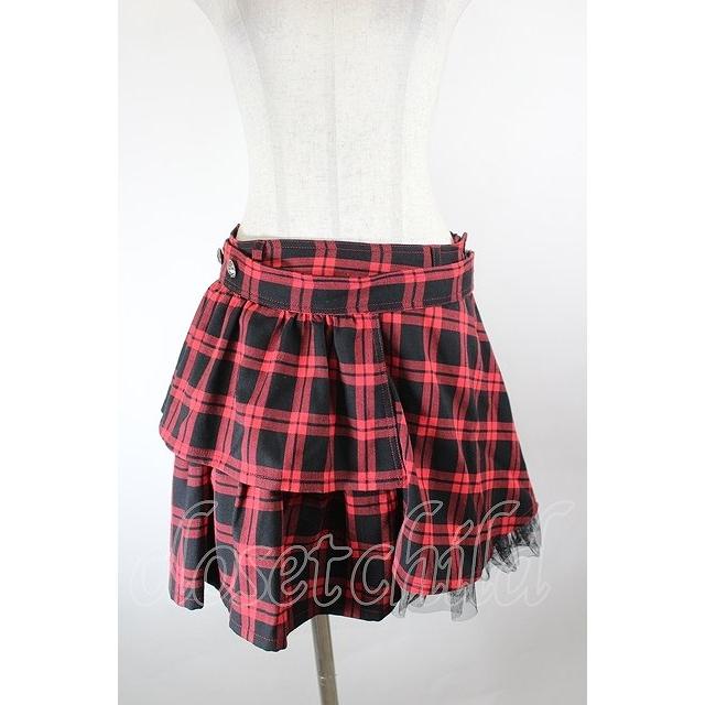 ALGONQUINS / チェック&裾チュールスカート レッド I-26-09-25-089-AL