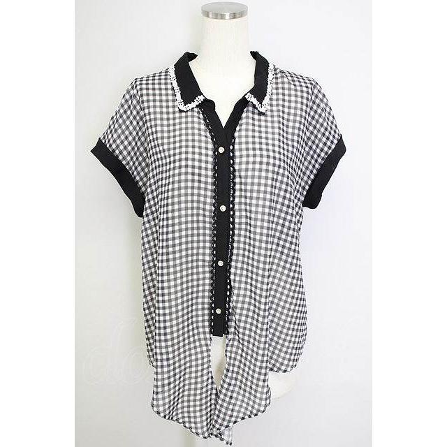 axes femme / ギンガム柄シャツ M 黒 T-24-07-23-007-AX-BL-SZ-ZT268