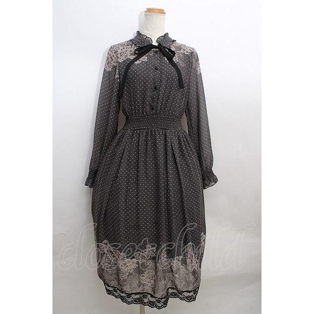 axes femme / レース柄プリントワンピース M 黒 Y240126154AXOPSZOS