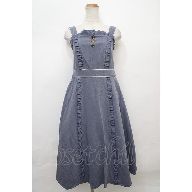 axes femme kawaii / ローズ釦ジャンスカ M ブルー Y240220060AXOPSZZY