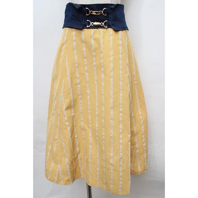 SALE】axes femme / ビット付ハイウエストスカート M イエロー Y-24-02