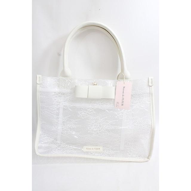 Maison de FLEUR / レースクリアスクエアトートバッグ F アイボリー Y