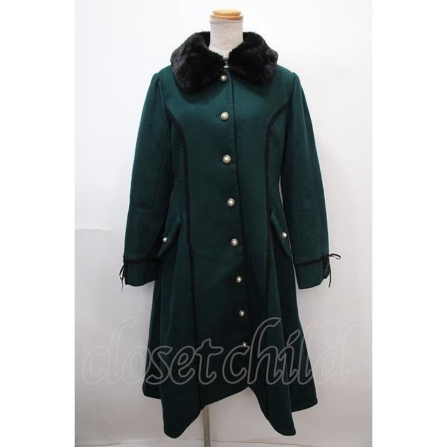 SALE】axes femme / ファー襟フィッシュテールコート M グリーン Y-25