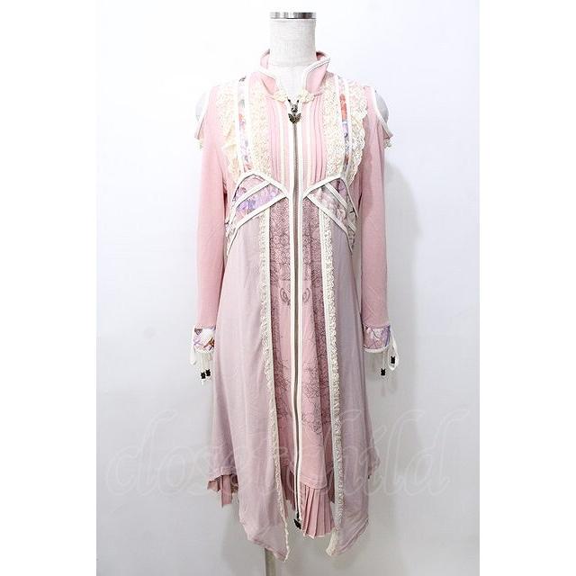 Ozz oneste / 肩出し和チャイナフロントジップワンピース ピンク Y-25