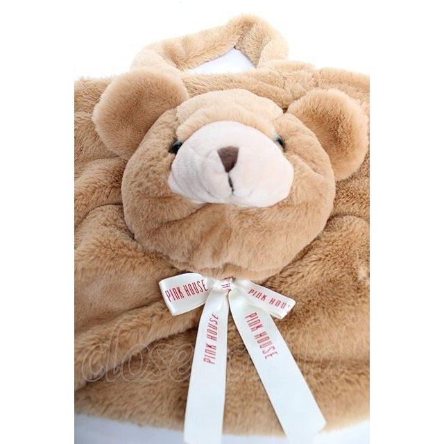 ピンクハウスクマさんブローチ付きボディバッグ ベージュ（新品、未使用） PINK HOUSE / くまお顔ファートートバッグ ブラウン Y-25-12-12-087-LO
