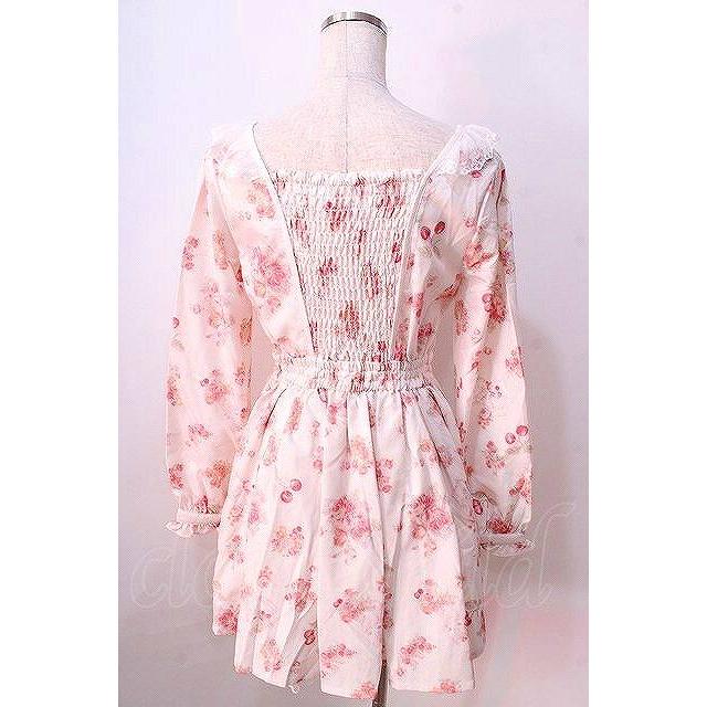 ♥LIZLISA キャットチェリー柄ワンピ♥ LIZ LISA / キャットチェリーワンピース 0 ホワイト Y-25-08-26