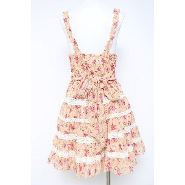 お値下Y2K希少レトロ♥️}LIZLISA花柄キャミワンピース ロングワンピース LIZ LISA / 花柄レースティアードキャミワンピース 0 オレンジ Y-26-05