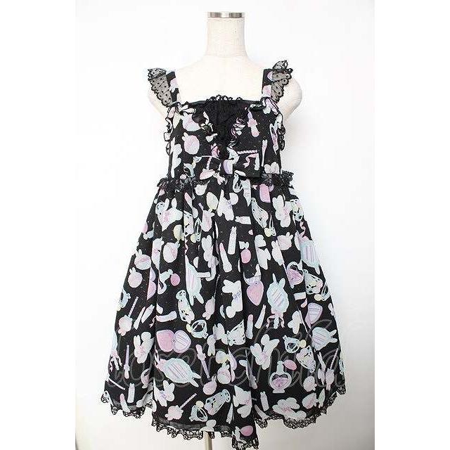 Angelic Pretty / Fluffy Puff BunnyジャンパースカートSet 黒 Y-25-09