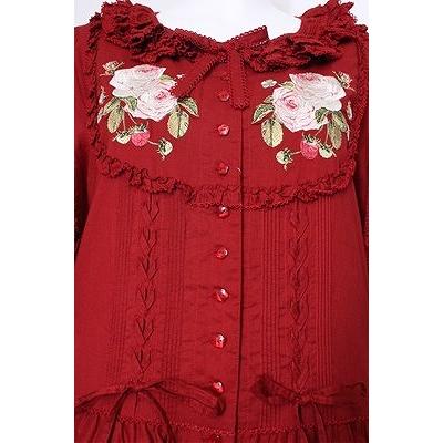 PINK HOUSE / Berry Rose刺繍入りパッチワーク風ワンピース F 赤 S-26