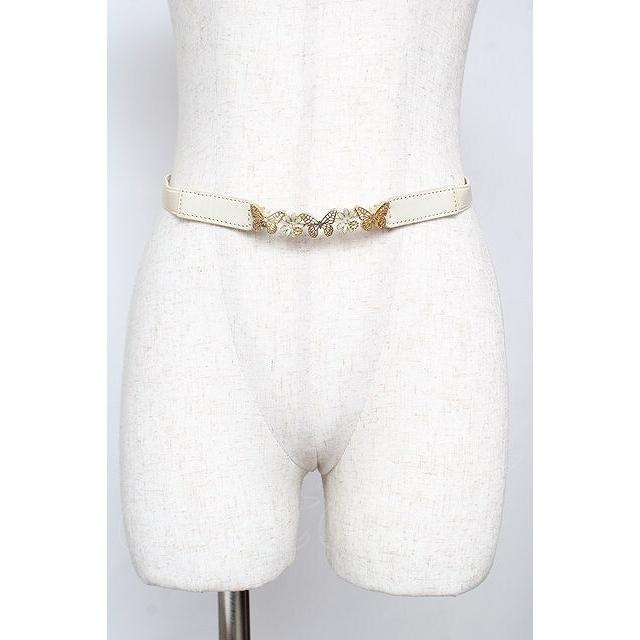 axes femme / 蝶バックル細ベルト 生成り Y-25-11-24-017-AX-ZA-SZ