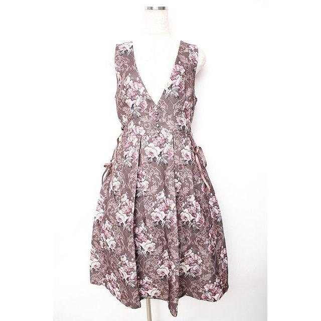 axes femme / クラシックローズ柄ジャンスカ F 茶 Y-25-11-22-184-AX