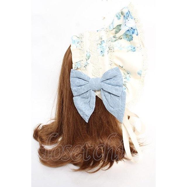 axes femme Kawaii / アンティークローズ柄ハーフボンネット 生成り Y
