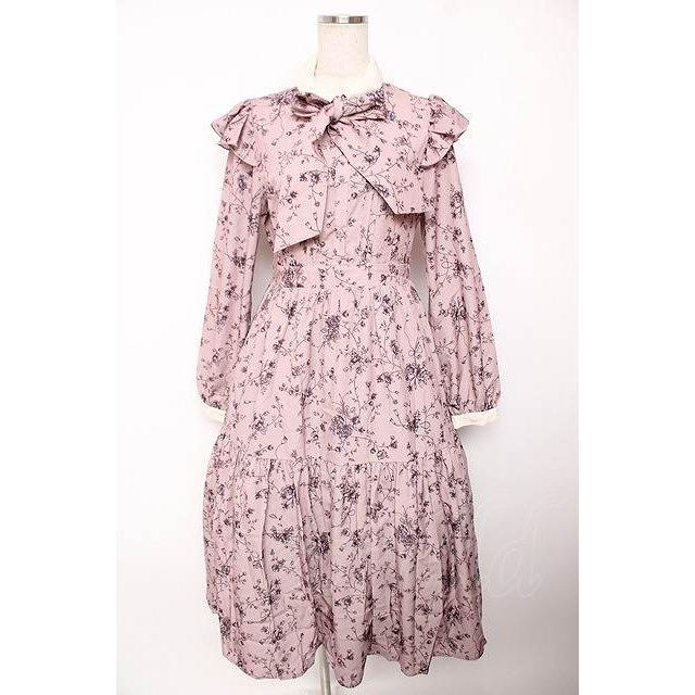 axes femme POETIQUE / トワルドジュイ風花柄ワンピース M ピンク Y-25