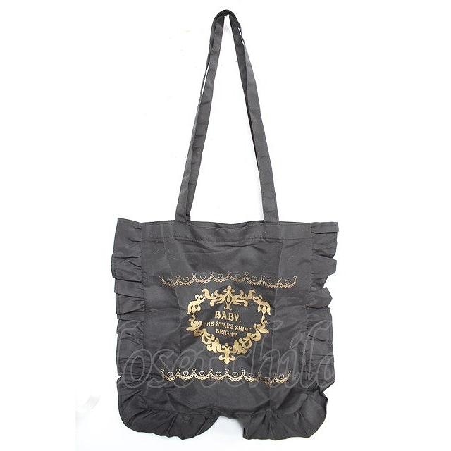 BABY, THE STARS SHINE BRIGHT / ブラックフリルトートバッグ 黒 Y-25