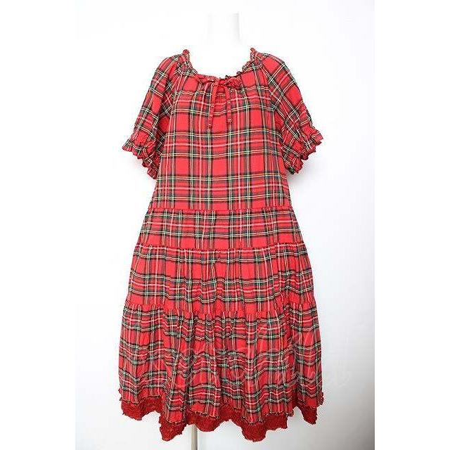 PINK HOUSE / コットンリネンタータンチェックロングティアード