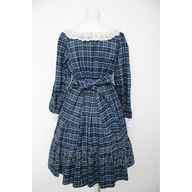axes femme kawaii / タータンチェックチェックワンピース ブルー Y-26