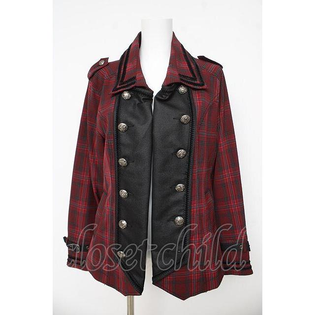 ❗️売れました❗️【ALGONQUINS】赤と黒！ ALGONQUINS / ナポレオン風チェックジャケット ユニセックス レッド
