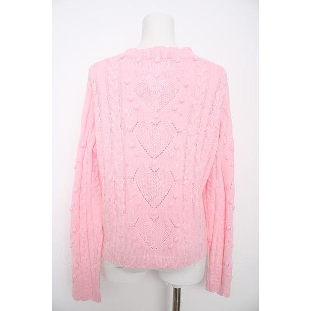 Nile Perch ニット　セーター　ピンク　ハート Nile Perch / ハートアランニットカーディガン ピンク Y-26-09-03-100
