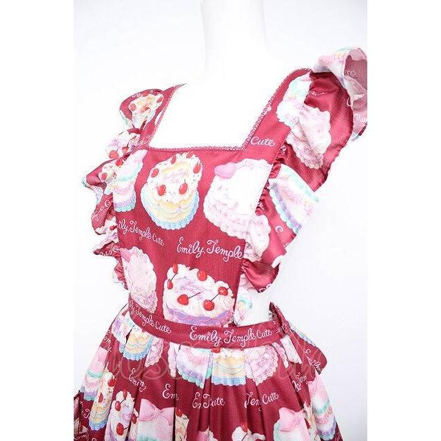 Emily Temple cute / Decoration CAKEエプロン風ワンピース レッド Y