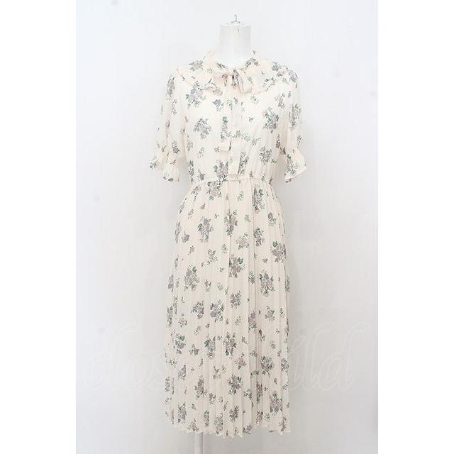 axes femme / 花柄ボウタイカラーフリルプリーツワンピース O230919031AXOPIGOS