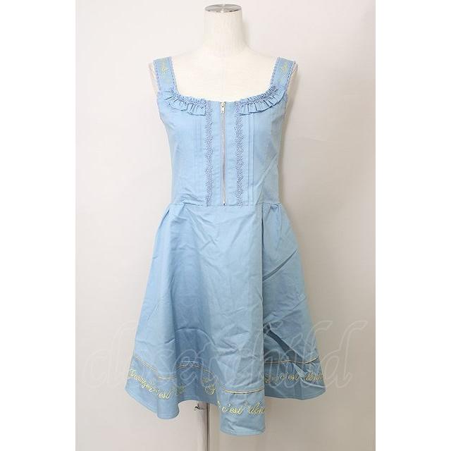 axes femme POETIQUE / ウエスト刺繍ジャンパースカート サックス T231130050AXOPIG