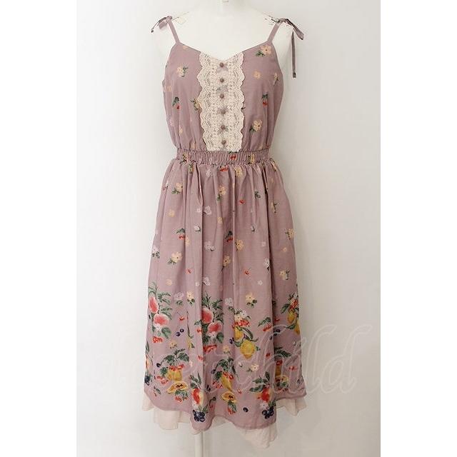 ワンピース　M SALE】axes femme / ミックスフルーツ柄ワンピース ピンク O-24-09-02