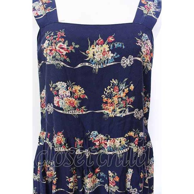 最終お値下げ⭐️Jane Marple ストラップドレス Jane Marple / Jubilee flowersストラップドレス M ネイビー O