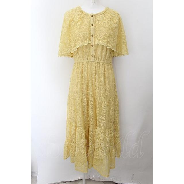 axes femme / ケープ風レースティアードワンピース F イエロー O-24-10